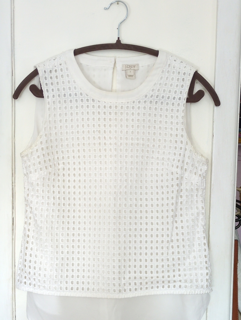 J. Crew White Eyelet Layered Sleeveless Top